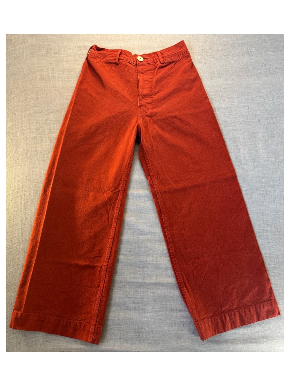 Jesse Kamm Wide-Leg Corduroy Pants in Burnt Orange
